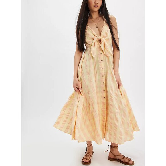 🆕 FREE PEOPLE Via Midi Dress / Creamsicle Combo - Picture 4 of 16